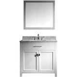 Virtu USA Caroline 36" White Single Bathroom Vanity Set with Marble Top - MS-2036-WM - Bath Vanity Plus