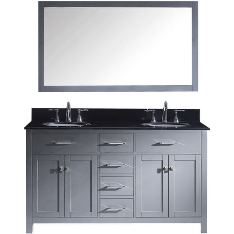 Virtu USA Caroline 60" Gray Double Bathroom Vanity Set with Granite Top - MD-2060-BG - Bath Vanity Plus