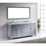 Virtu USA Caroline 72" Gray Double Bathroom Vanity Set with Marble Top - MD-2072-WM - Bath Vanity Plus