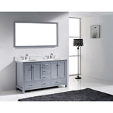 Virtu USA Caroline Avenue 60" Gray Double Bathroom Vanity Set with Marble Top - GD-50060-WM - Bath Vanity Plus