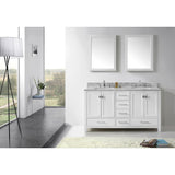 Virtu USA Caroline Avenue 60" White Double Bathroom Vanity Set with Marble Top - GD-50060-WM - Bath Vanity Plus