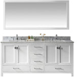 Virtu USA Caroline Avenue 72" White Double Bathroom Vanity Set with Marble Top - GD-50072-WM - Bath Vanity Plus