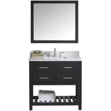 Virtu USA Caroline Estate 36" Espresso Single Bathroom Vanity Set with Marble Top - MS-2236-WM-ES - Bath Vanity Plus