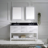 Virtu USA Caroline Estate 60" White Double Bathroom Vanity Set with Granite Top - MD-2260-BG-WH - Bath Vanity Plus