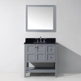 Virtu USA Winterfell 36" Gray Single Bathroom Vanity Set with Granite Top - ES-30036-BGSQ-GR - Bath Vanity Plus