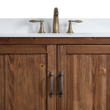 The soft closed doors brings modern features to the vanity, while the included antique pewter metal hardware provides the perfect finishing touch. 