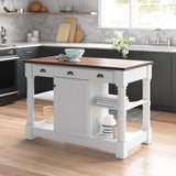 Monterey 52 In. Kitchen Island With Espresso Wood Countertop in White | KD-03-52-W-WD