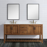 The Austin bathroom vanity cabinet by Design Element combines classic rustic charms with modern features.