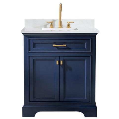 Design Element Milano 30 in. W x 22 in. D Bath Vanity in Blue with Quartz Vanity Top in White with White Basin | ML-30-BLU