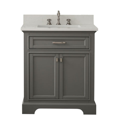 Design Element Milano 30 in. W x 22 in. D Bath Vanity in Gray with Quartz Vanity Top in White with White Basin | ML-30-GY