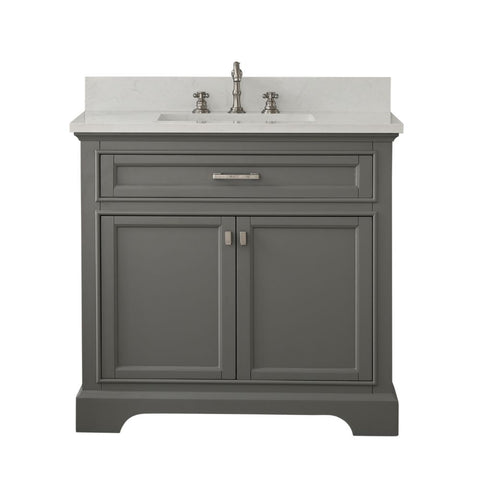 Design Element Milano 36 in. W x 22 in. D Bath Vanity in Gray with Quartz Vanity Top in White with White Basin | ML-36-GY