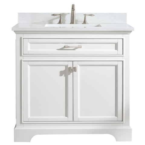 Design Element Milano 36 in. W x 22 in. D Bath Vanity in White with Quartz Vanity Top in White with White Basin | ML-36-WT