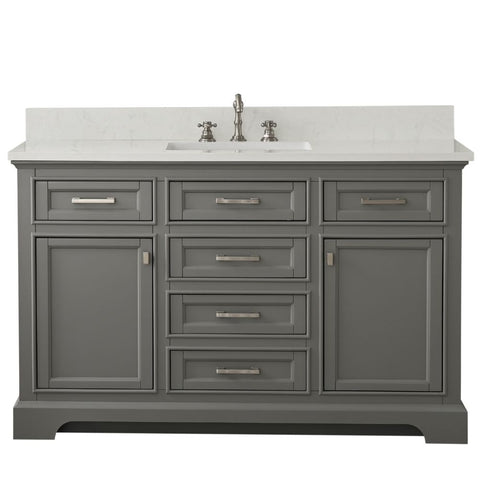 Design Element Milano 54 in. W x 22 in. D Bath Vanity in Gray with Quartz Vanity Top in White with White Basin | ML-54-GY