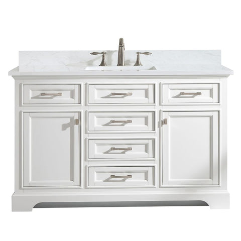 Design Element Milano 54 in. W x 22 in. D Bath Vanity in White with Quartz Vanity Top in White with White Basin | ML-54-WT