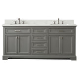 Design Element Milano 72 in. W x 22 in. D Bath Vanity in Gray with Carrara Marble Vanity Top in White with White Basin | ML-72-GY