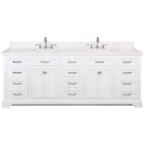 Design Element Milano 84 in. W x 22 in. D Bath Vanity in White with Quartz Vanity Top in White with White Basin | ML-84-WT