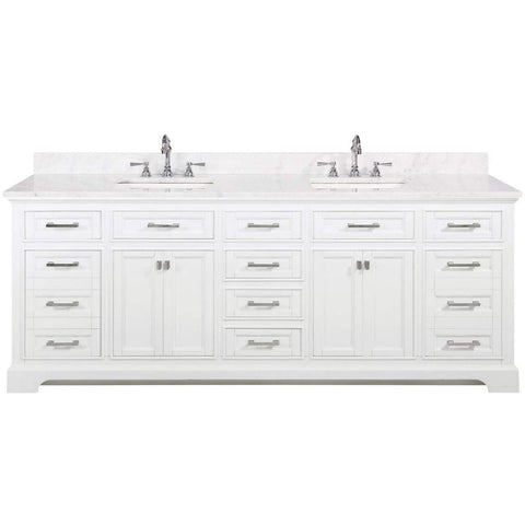 Design Element Milano 84 in. W x 22 in. D Bath Vanity in White with Quartz Vanity Top in White with White Basin | ML-84-WT