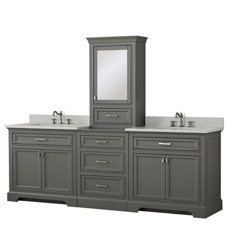 Design Element Milano 84 in. W x 22 in. D Bath Vanity in Gray with Quartz Vanity Top in White with White Basin | ML-84MC-GY