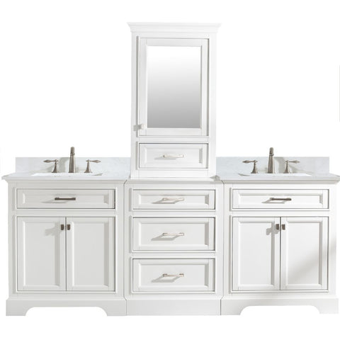 Design Element Milano 84 in. W x 22 in. D Bath Vanity in White with Quartz Vanity Top in White with White Basin | ML-84MC-WT