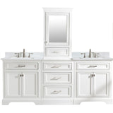 Design Element Milano 96 in. W x 22 in. D Bath Vanity in White with Quartz Vanity Top in White with White Basin | ML-96MC-WT