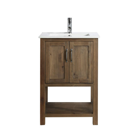 Austin 24 in. W x 19 in. D Bath Vanity in Natural with Porcelain Vanity Top in White with White Basin By Design Element | DEC4006-S