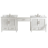 Design Element Estate 102 in. W x 22 in. D Bath Vanity in White with Carrara Marble Vanity Top in White with White Basin | ES-102MC-WT