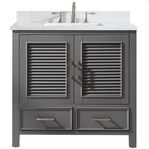 Design Element Estate 36 in. W x 22 in. D Bath Vanity in Gray with Quartz Vanity Top in White with White Basin | ES-36-GY