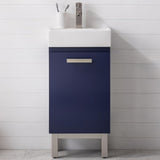 Cabinet can be wall-mounted as a floating vanity or freestanding with legs assembled