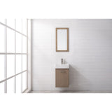 Cabinet can be wall-mounted as a floating vanity or freestanding with legs assembled
