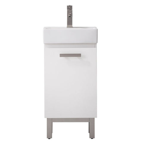 Design Element Stella 16.5 in. W x 12 in. D Bath Vanity in White with Porcelain Vanity Top in White with White Basin | S03-17-WT