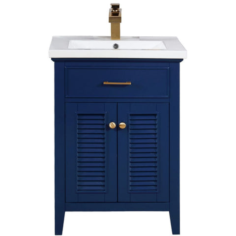 Design Element Cameron 24 in. W x 18 in. D Bath Vanity in Blue with Ceramic Vanity Top in White with White Basin | S09-24-BLU