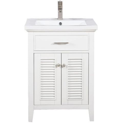 Design Element Cameron 24 in. W x 18 in. D Bath Vanity in White with Porcelain Vanity Top in White with White Basin | S09-24-WT