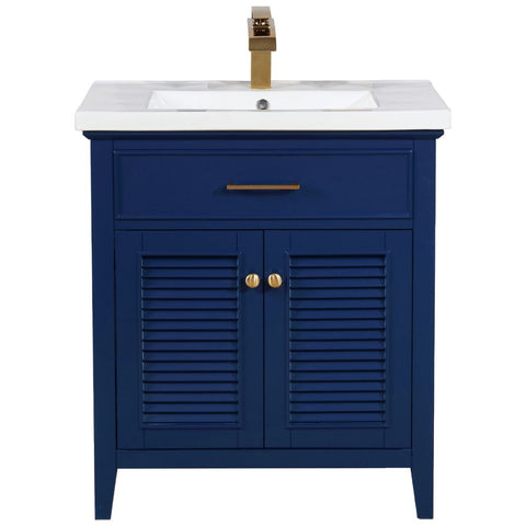 Design Element Cameron 30 in. W x 18 in. D Bath Vanity in Blue with Ceramic Vanity Top in White with White Basin | S09-30-BLU