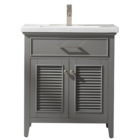 Design Element Cameron 30 in. W x 18 in. D Bath Vanity in Gray with Ceramic Vanity Top in White with White Basin | S09-30-GY