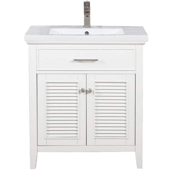 Design Element Cameron 30 in. W x 18 in. D Bath Vanity in White with Ceramic Vanity Top in White with White Basin | S09-30-WT