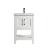 Design Element Alissa 24 in. W x 18 in. D Bath Vanity in White with Porcelain Vanity Top in White with White Basin | SPV02-24-WT