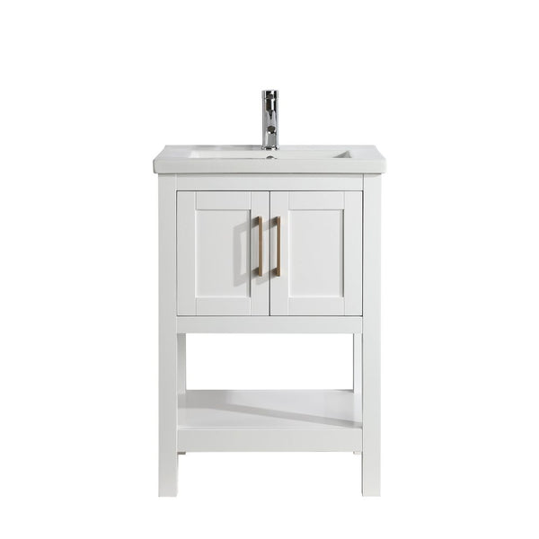 Design Element Alissa 24 in. W x 18 in. D Bath Vanity in White with Porcelain Vanity Top in White with White Basin | SPV02-24-WT