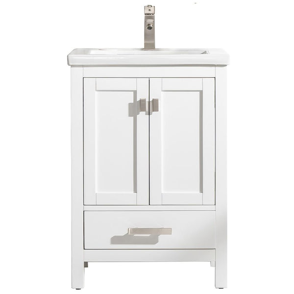Design Element Valentino 24 in. W x 18.25 in. D Bath Vanity in White with Porcelain Vanity Top in White with White Basin | V01-24-WT