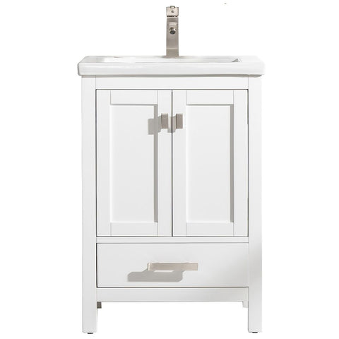 Design Element Valentino 24 in. W x 18.25 in. D Bath Vanity in White with Porcelain Vanity Top in White with White Basin | V01-24-WT