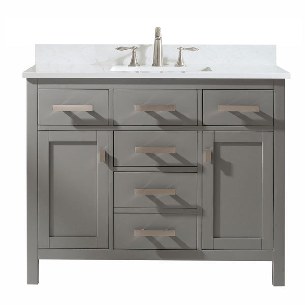 Design Element Valentino 24 in. W x 18.25 in. D Bath Vanity in Gray with Porcelain Vanity Top in White with White Basin | V01-42-GY