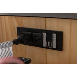 Integrated electrical outlet and hair dryer holder