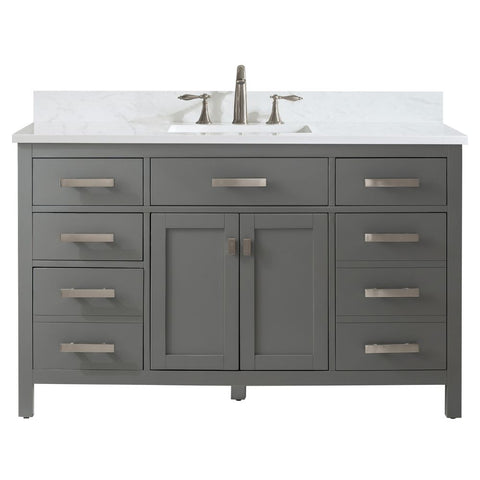 Design Element Valentino 54 in. W x 22 in. D Bath Vanity in Gray with Quartz Vanity Top in White with White Basin | V01-54-GY