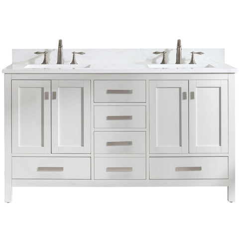 Design Element Valentino 60 in. W x 22 in. D Bath Vanity in White with Quartz Vanity Top in White with White Basin | V01-60-WT