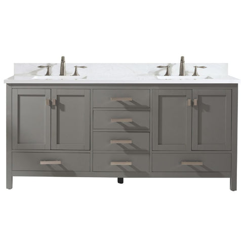 Design Element Valentino 60 in. W x 22 in. D Bath Vanity in Gray with Quartz Vanity Top in White with White Basin | V01-72-GY