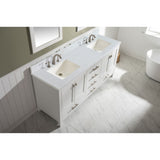 1" thick white quartz countertop with pre-drilled holes to accommodate 8" wide spread faucet