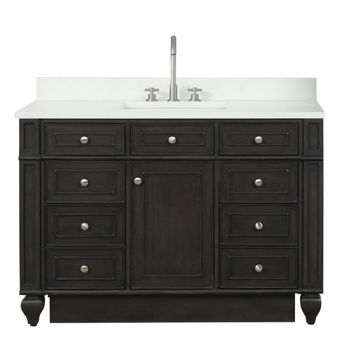 Design Element Winston 48 in. W x 22 in. D Bath Vanity in Walnut with Quartz Vanity Top in White with White Basin | WN-48-BR