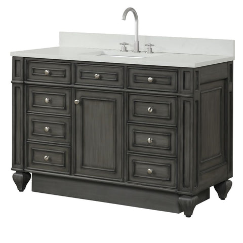 Design Element Winston 48 in. W x 22 in. D Bath Vanity in Antique Gray with Quartz Vanity Top in White with White Basin | WN-48-GY