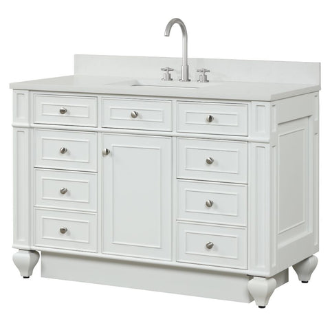 Design Element Winston 48 in. W x 22 in. D Bath Vanity in White with Quartz Vanity Top in White with White Basin | WN-48-W