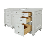 Vanity cabinets constructed from solid birch wood and MDF to prevent warping