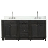 Design Element Winston 72 in. W x 22 in. D Bath Vanity in Walnut with Quartz Vanity Top in White with White Basin | WN-72-BR